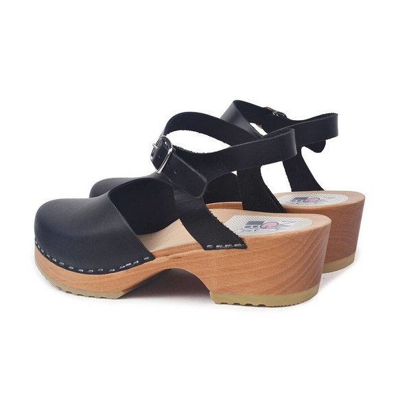 Maguba Shoes - Maguba Womens Monterey Clog Sandals Black Leather Ankle Strap Buckle 9 EUR 39